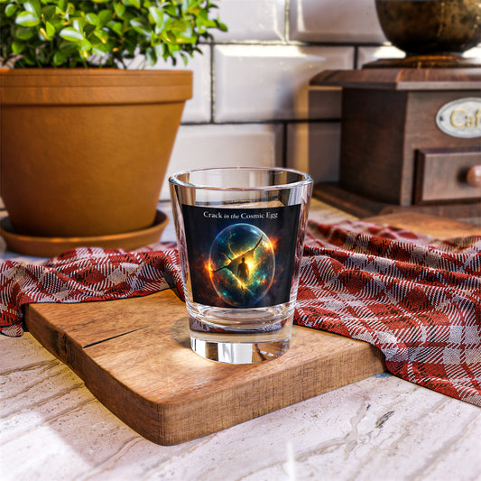 Shot Glass — “Crack in the Cosmic Egg” Galactic Art 1.5oz