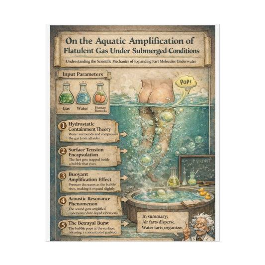 Rolled Poster — 'Aquatic Amplification of Flatulent Gas' Scientific Humor Art Print