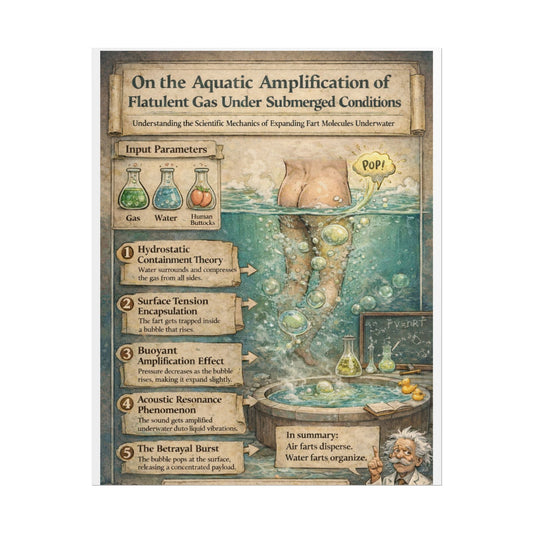 Rolled Poster — 'Aquatic Amplification of Flatulent Gas' Scientific Humor Art Print