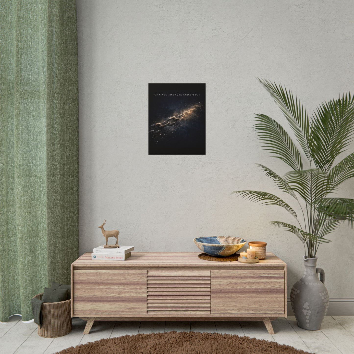 Chained to Cause and Effect Poster — Cosmic Chain Motivational Wall Art