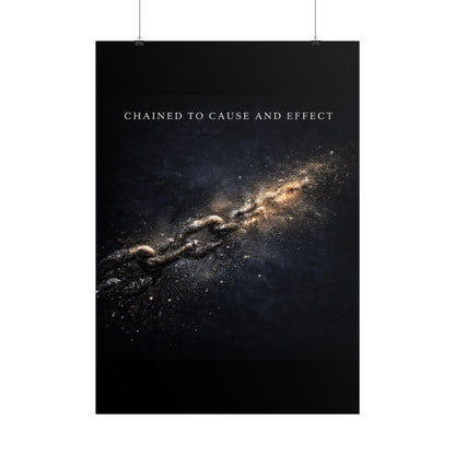 Chained to Cause and Effect Poster — Cosmic Chain Motivational Wall Art