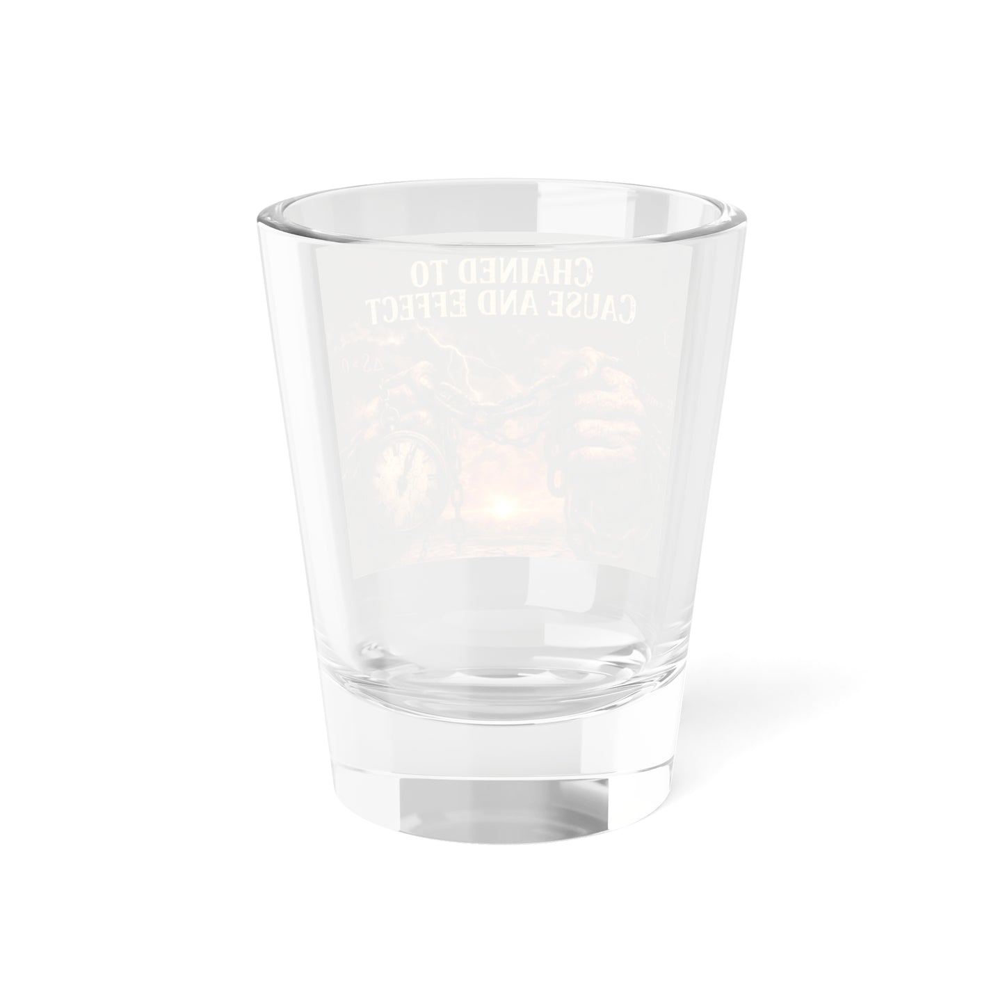 Shot Glass — "Chained to Cause and Effect" Vintage Chains & Pocket Watch Design