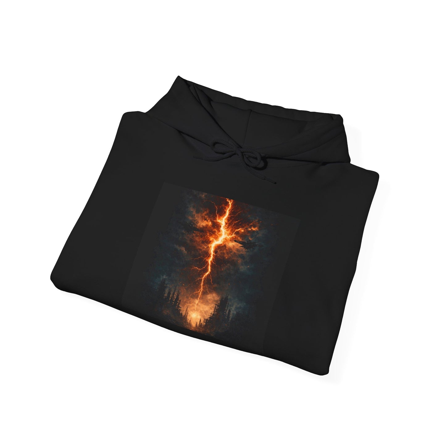 Lightning Cross Hoodie — Fiery Cross Graphic Pullover (Broken World Songs Sleeve)