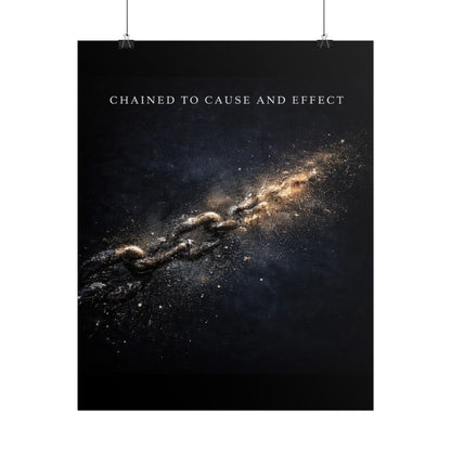 Chained to Cause and Effect Poster — Cosmic Chain Motivational Wall Art