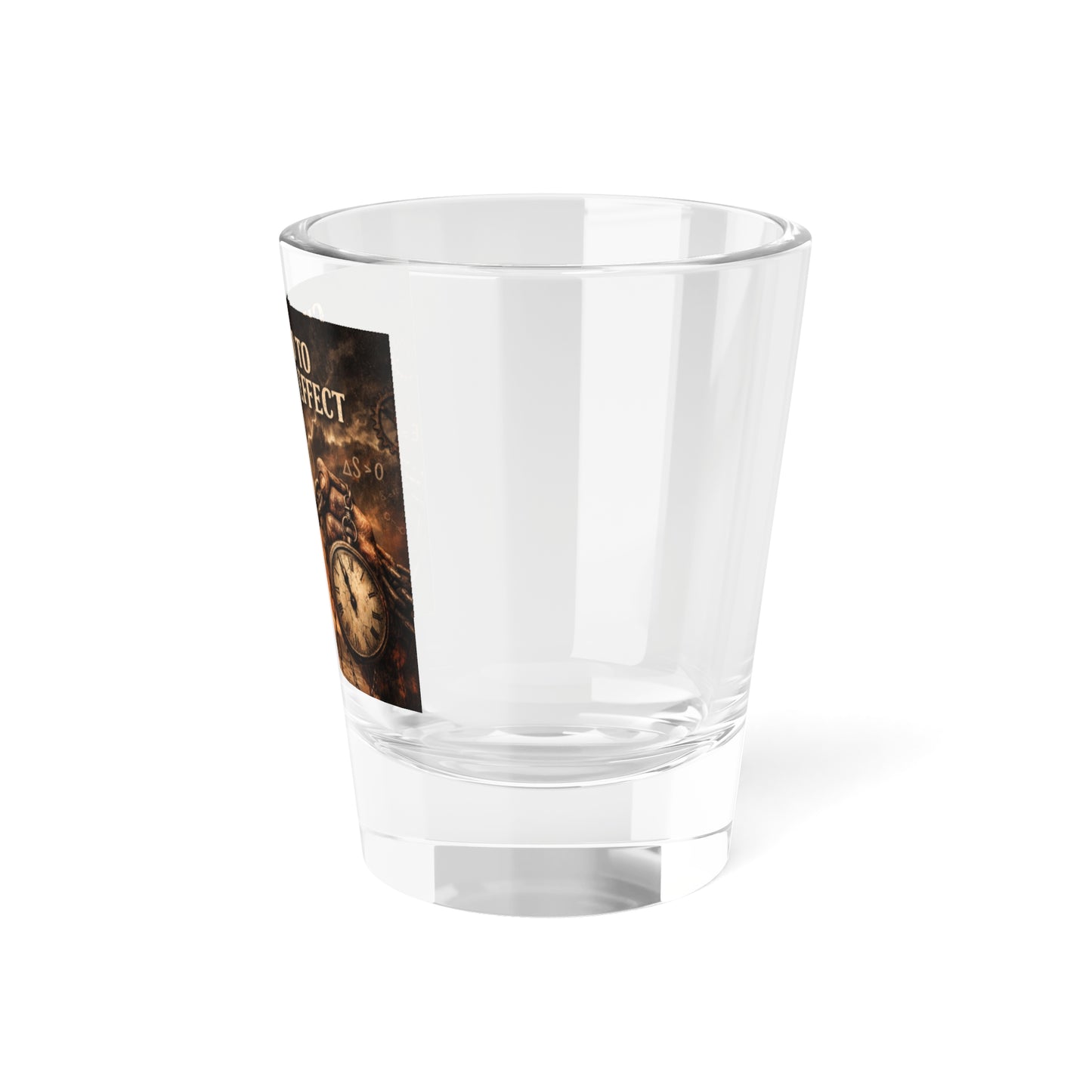 Shot Glass — "Chained to Cause and Effect" Vintage Chains & Pocket Watch Design