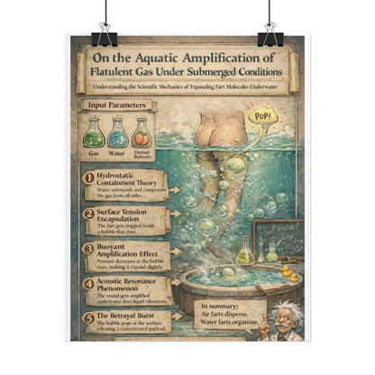 Rolled Poster — 'Aquatic Amplification of Flatulent Gas' Scientific Humor Art Print