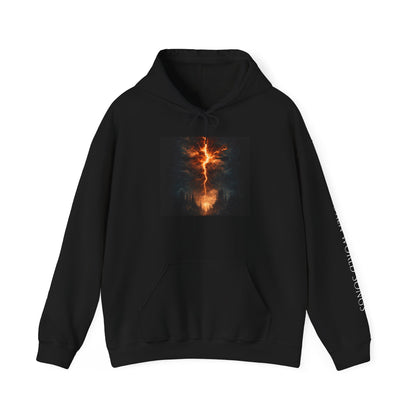 Lightning Cross Hoodie — Fiery Cross Graphic Pullover (Broken World Songs Sleeve)