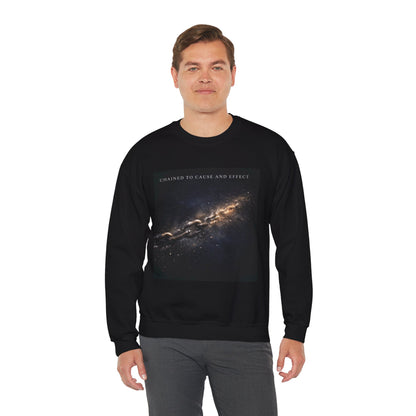 Galaxy Crewneck Sweatshirt — “Chained to Cause and Effect” Astral Graphic