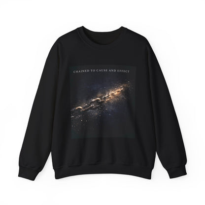 Galaxy Crewneck Sweatshirt — “Chained to Cause and Effect” Astral Graphic
