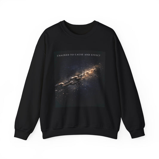 Galaxy Crewneck Sweatshirt — “Chained to Cause and Effect” Astral Graphic