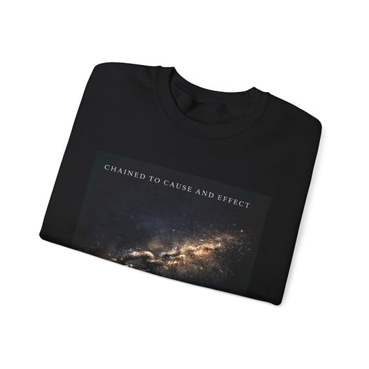 Galaxy Crewneck Sweatshirt — “Chained to Cause and Effect” Astral Graphic