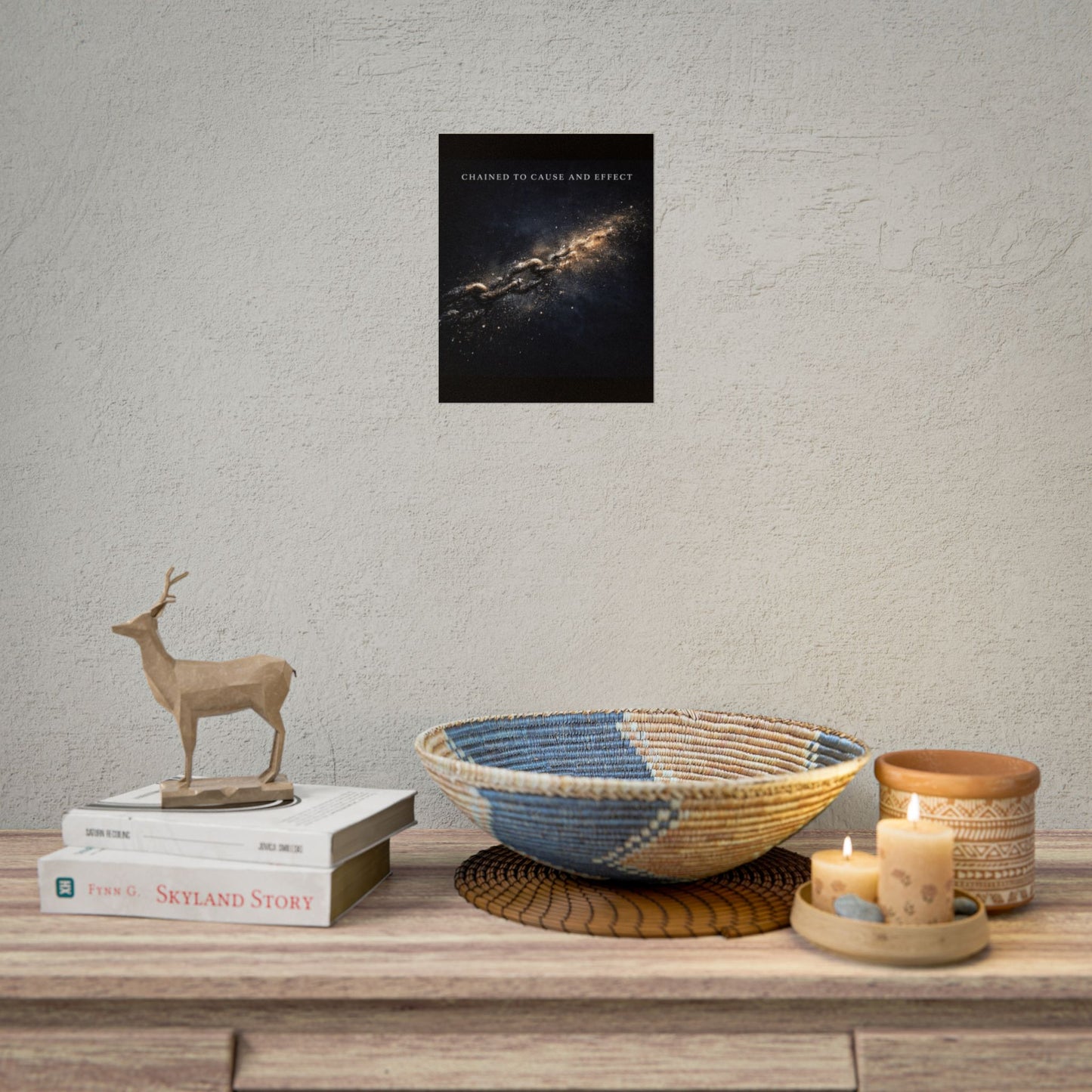 Chained to Cause and Effect Poster — Cosmic Chain Motivational Wall Art