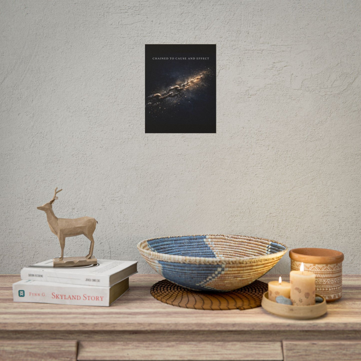Chained to Cause and Effect Poster — Cosmic Chain Motivational Wall Art