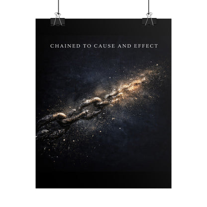 Chained to Cause and Effect Poster — Cosmic Chain Motivational Wall Art
