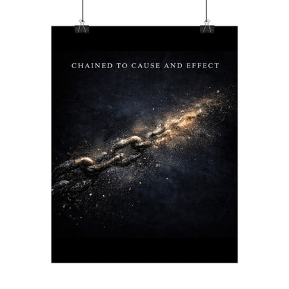 Chained to Cause and Effect Poster — Cosmic Chain Motivational Wall Art