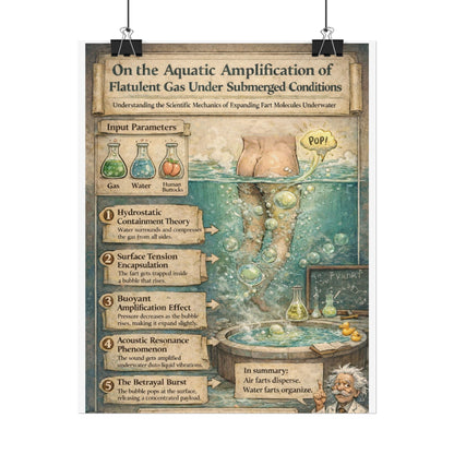 Rolled Poster — 'Aquatic Amplification of Flatulent Gas' Scientific Humor Art Print