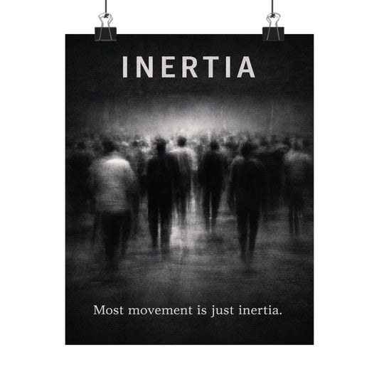 Inertia Motivational Poster — “Most movement is just inertia.” Matte Vertical Art Print