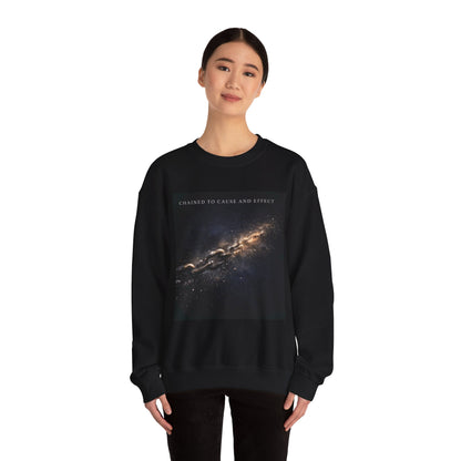 Galaxy Crewneck Sweatshirt — “Chained to Cause and Effect” Astral Graphic