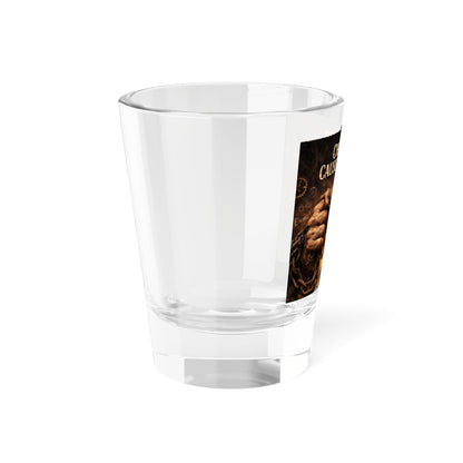 Shot Glass — "Chained to Cause and Effect" Vintage Chains & Pocket Watch Design